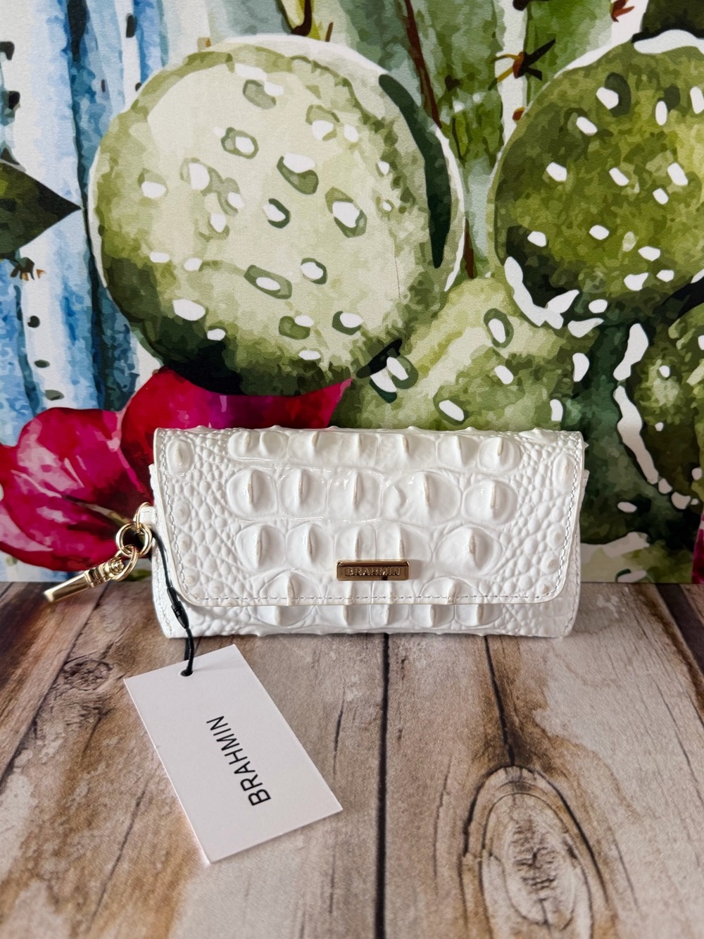 NWT BRAHMIN ELORA SUNGLASSES CASE SEA SALT WHITE FIRM $